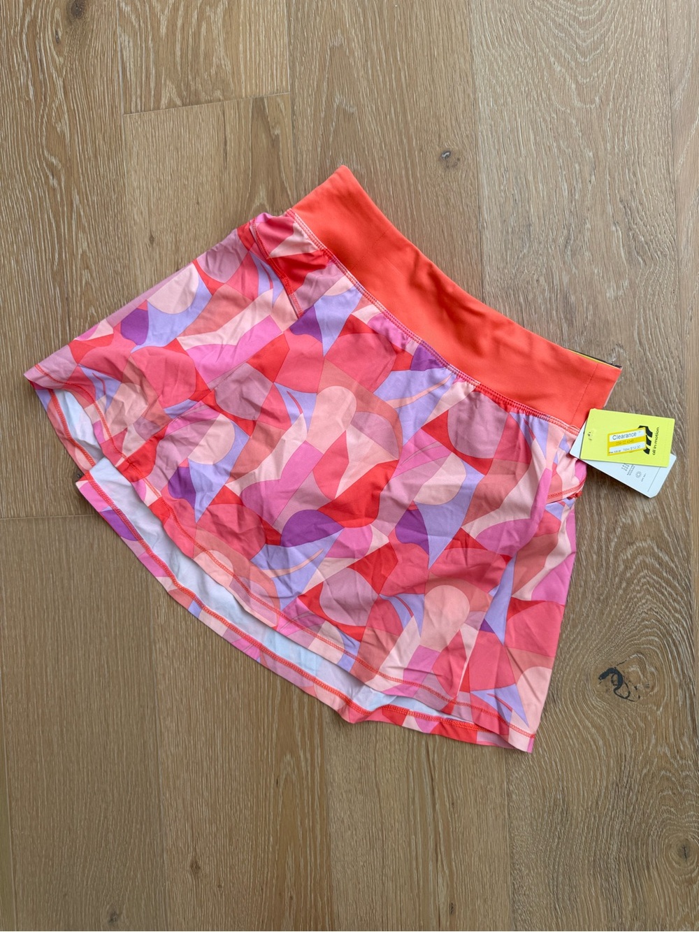 Target Pink Multi-Color Geometric Athletic Mini Skirt with Coral Waistband